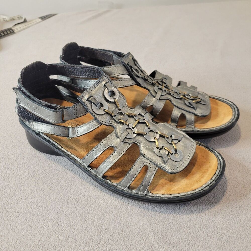 Naot Trovador Gladiator Sandals  Metallic Gray Leather Comfort Size Us 9